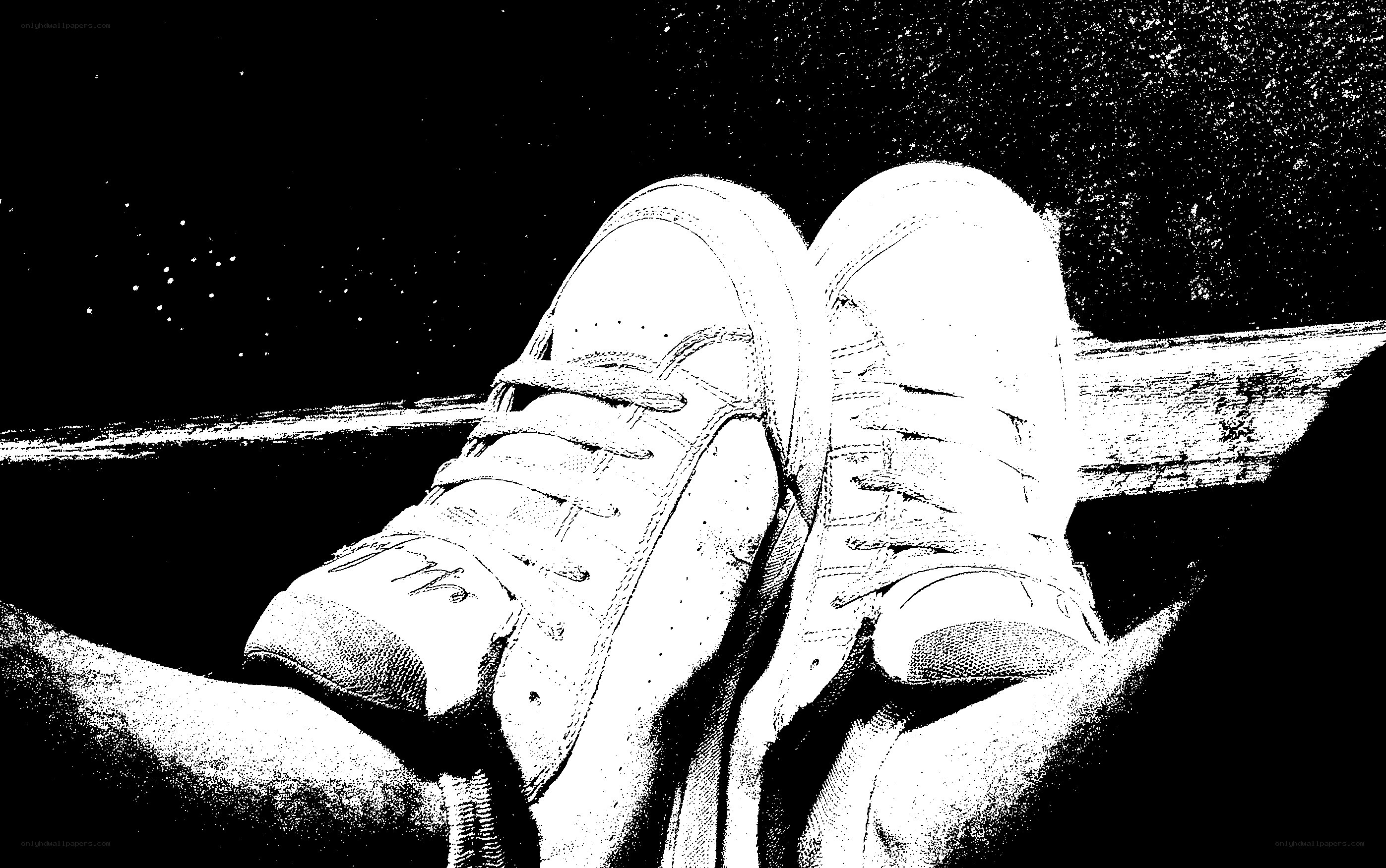 white sneakers on a bench