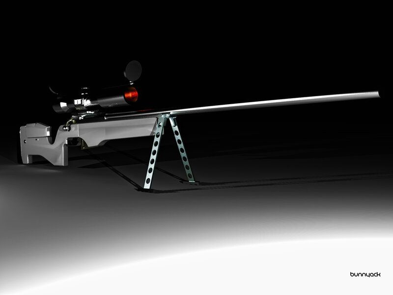 white sniper rifle with scope