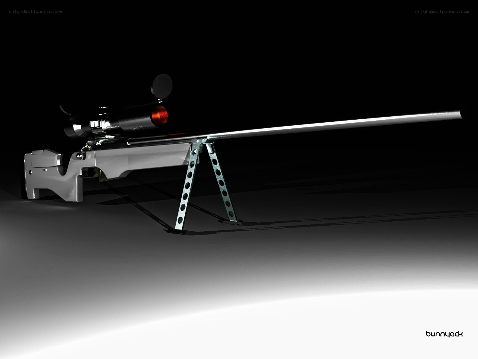 white sniper rifle with scope