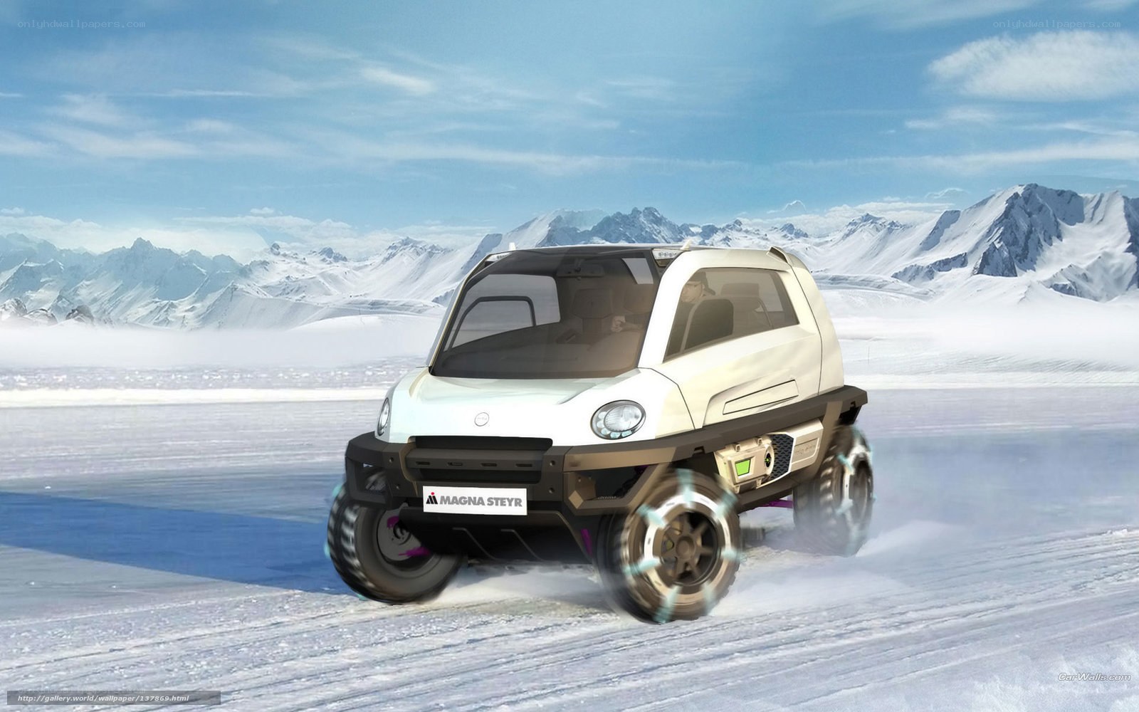 white snow vehicle on ice