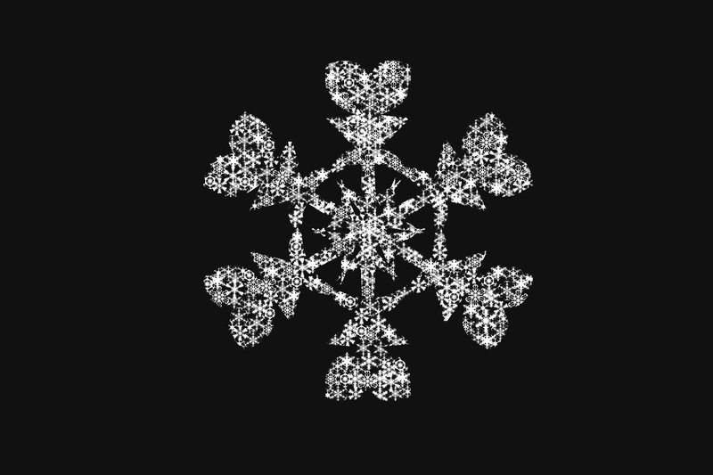 white snowflake on black background