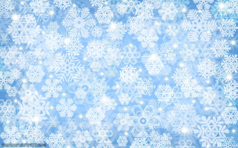 White Snowflakes on Blue — Calm, Winter, Digital Art, Stars, Glow