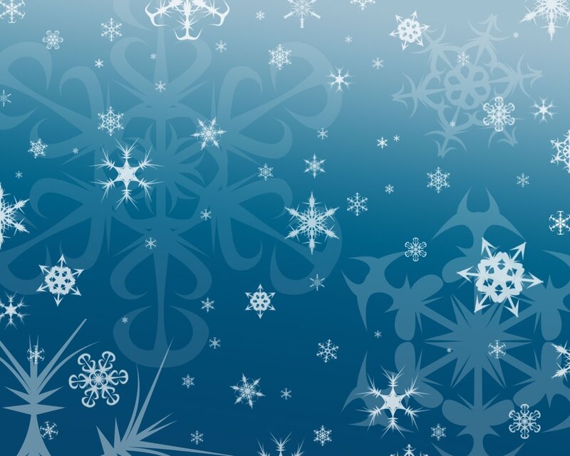 White Snowflakes on Blue — Calm, Winter, Vector Art, Blue Background