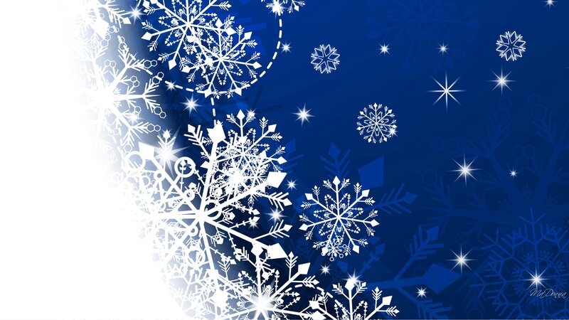 White Snowflakes on Blue — Festive