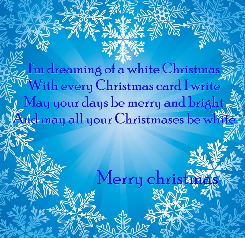 White Snowflakes on Blue — Festive, Winter, Digital Art, Text