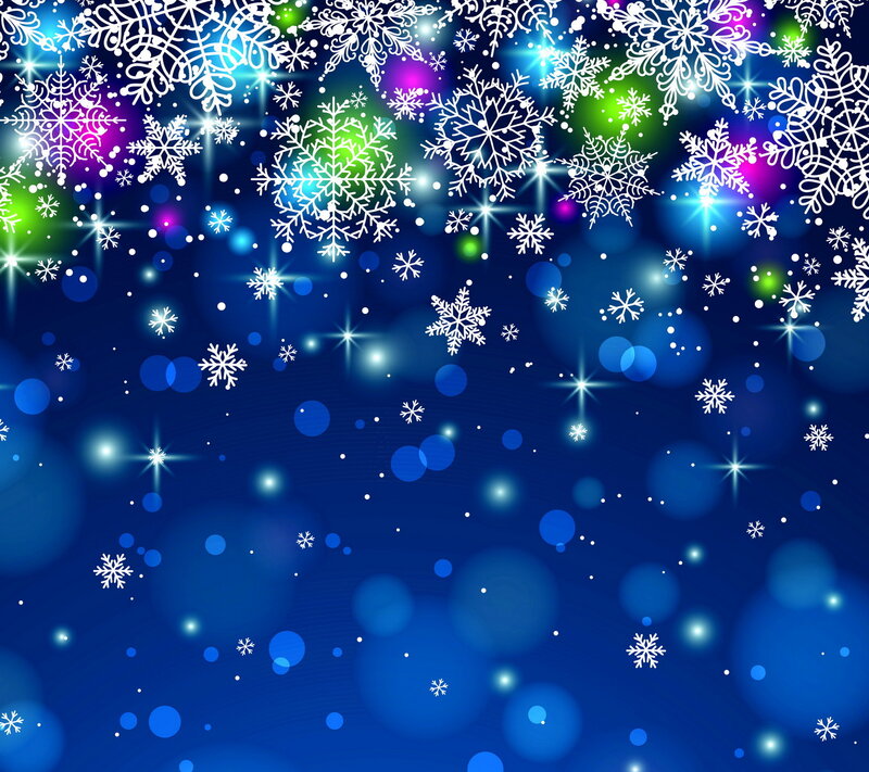 White Snowflakes on Blue — Festive, Winter