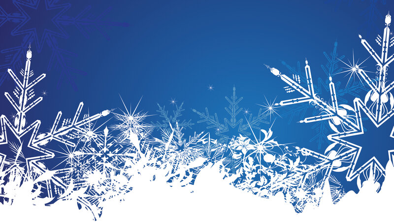 White Snowflakes on Blue — Festive, Winter, Vector Art, Stars