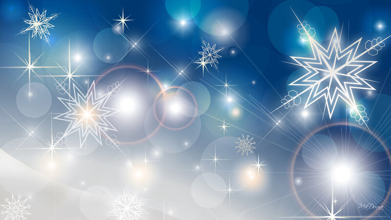 White Snowflakes on Blue