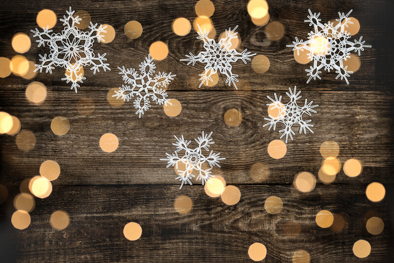 White Snowflakes on Wood