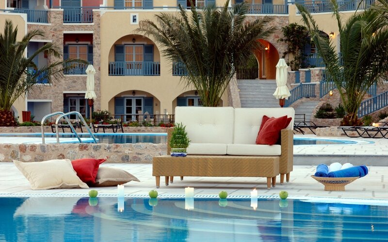 White Sofa by Pool