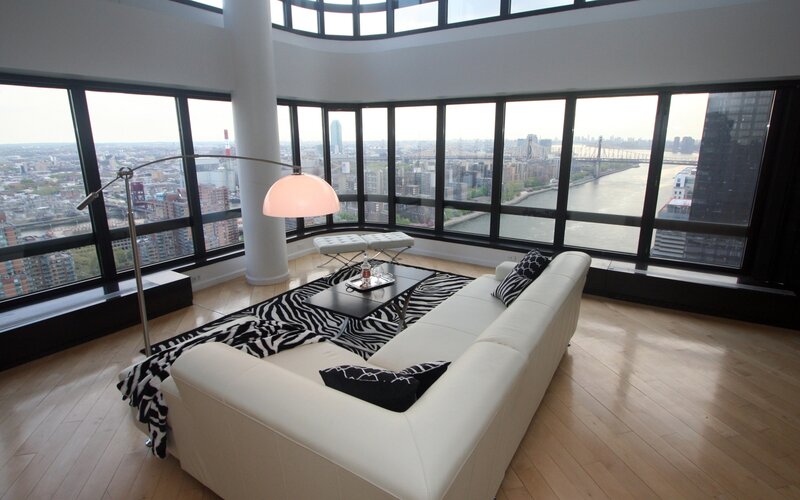 White Sofa in City View