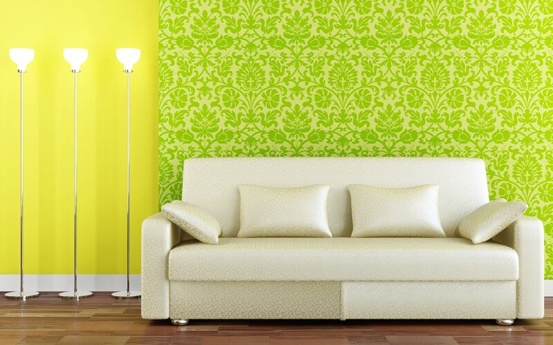 White Sofa in Living Room — Green