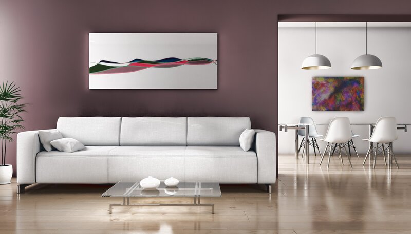 White Sofa in Living Room — Purple, Modern
