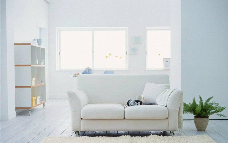 White Sofa in Living Room — Serene, Morning