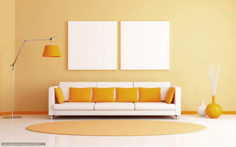 White Sofa in Living Room — Yellow