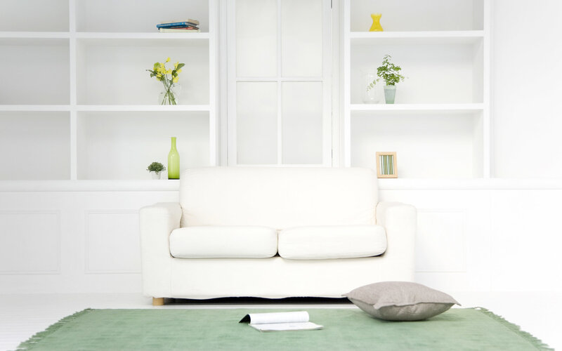 white sofa in minimalist living room