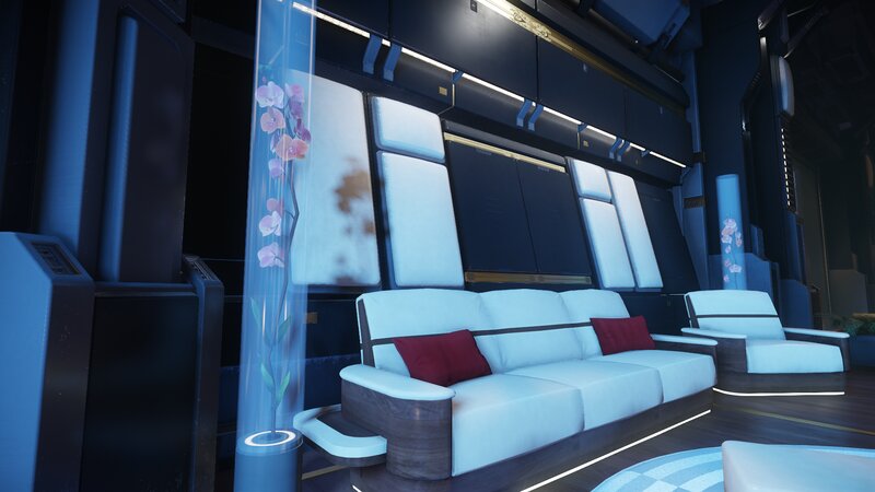 White Sofa in Room — Blue