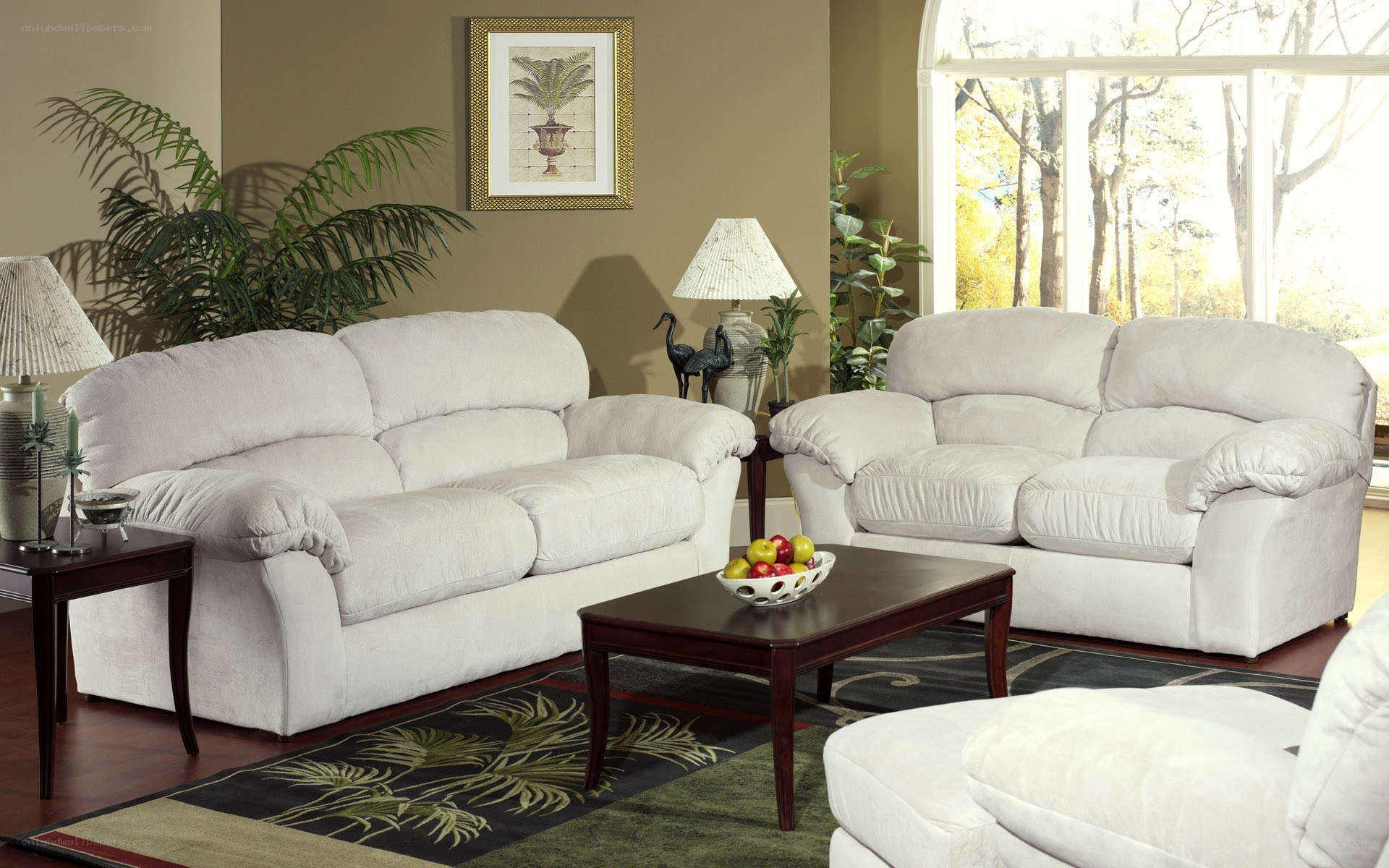 White sofa set in living room