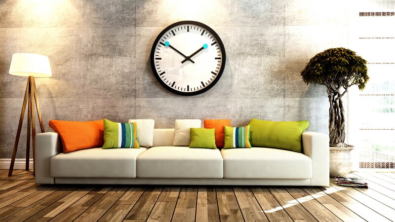 White Sofa with Colorful Pillows — Calm