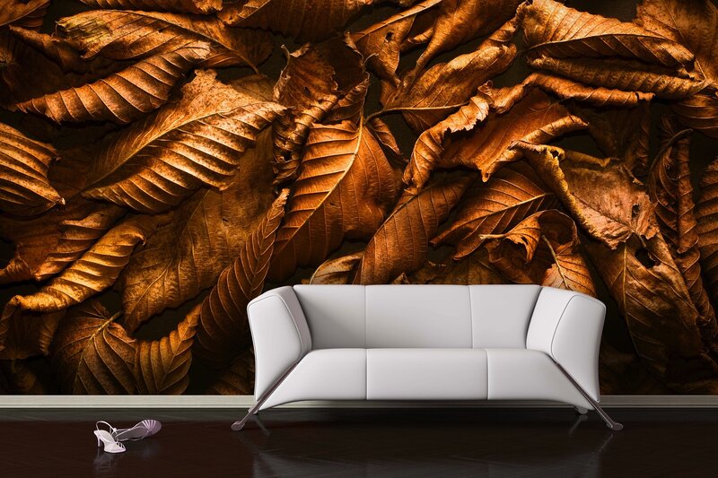White Sofa with Leaf Wall