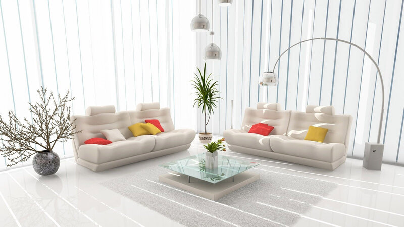 White Sofas in Living Room — Modern