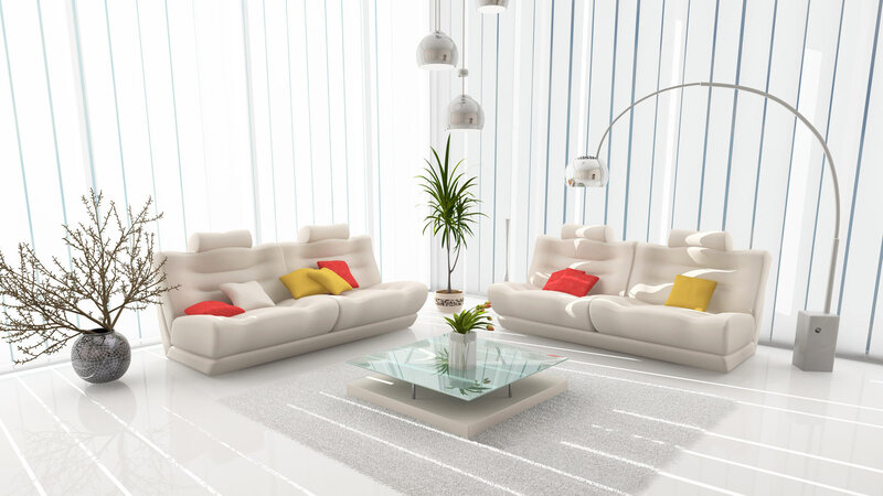 White Sofas in Living Room