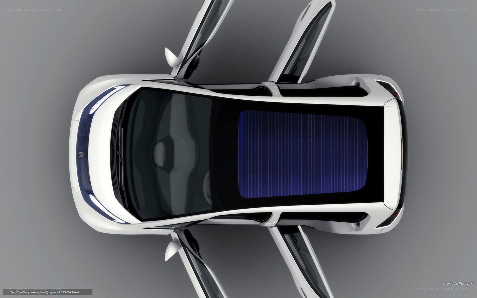 white solar car from above