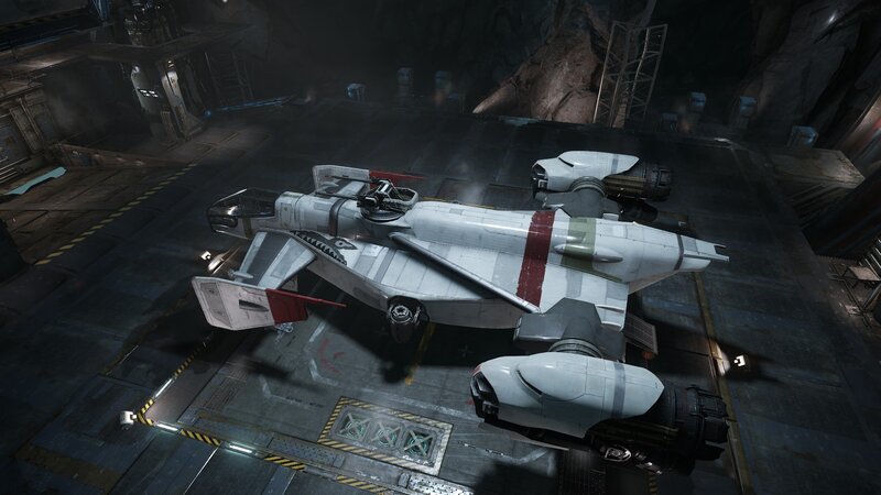 White Spaceship in Hangar