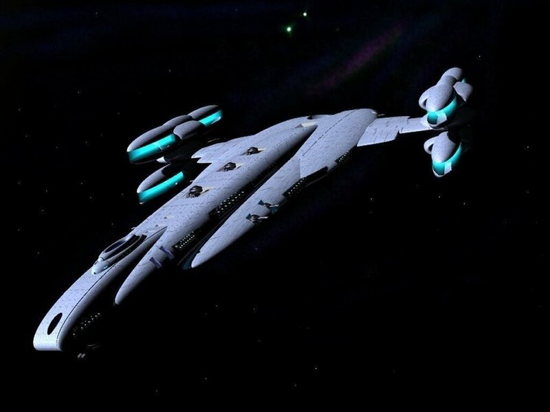 White Spaceship in Space — Black