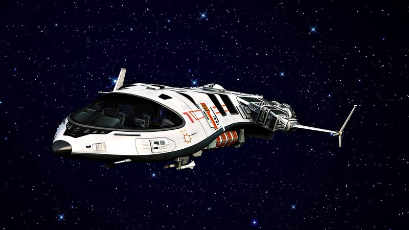 White Spaceship in Space — Serene, Night