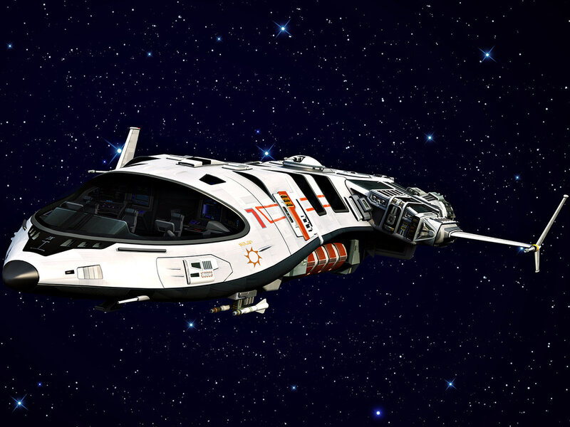White Spaceship in Space — Serene