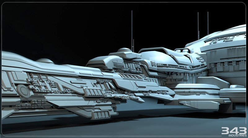 White Spaceship Model — Gray, Dramatic