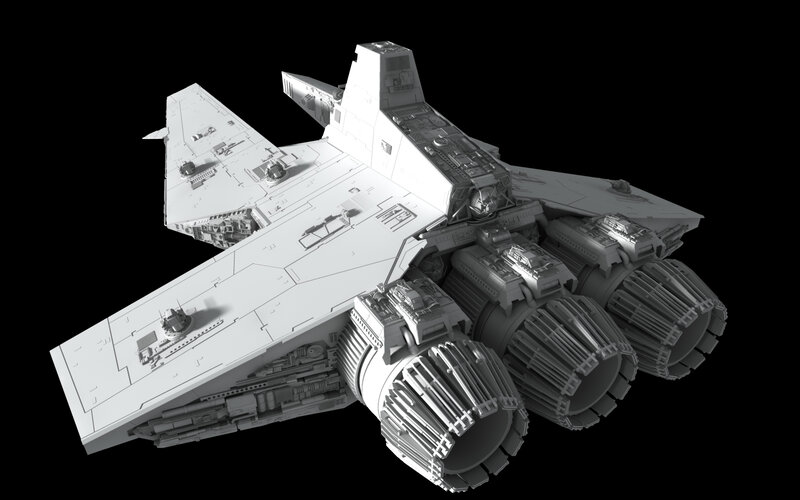 White Spaceship Model — Gray