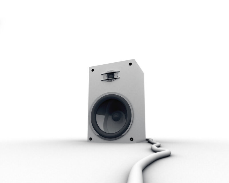 white speaker with cable