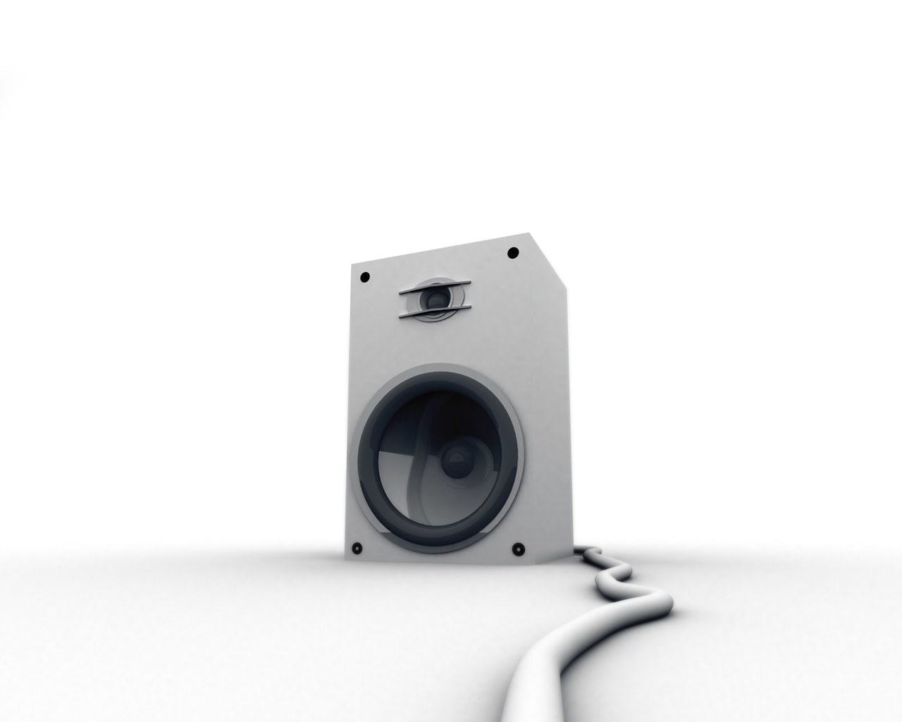 white speaker with cable