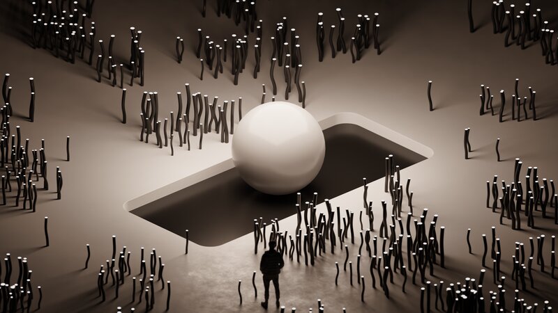 White Sphere in Pit