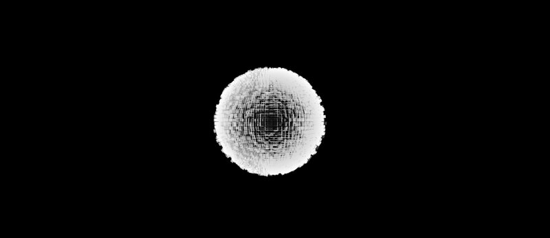 white sphere on black background