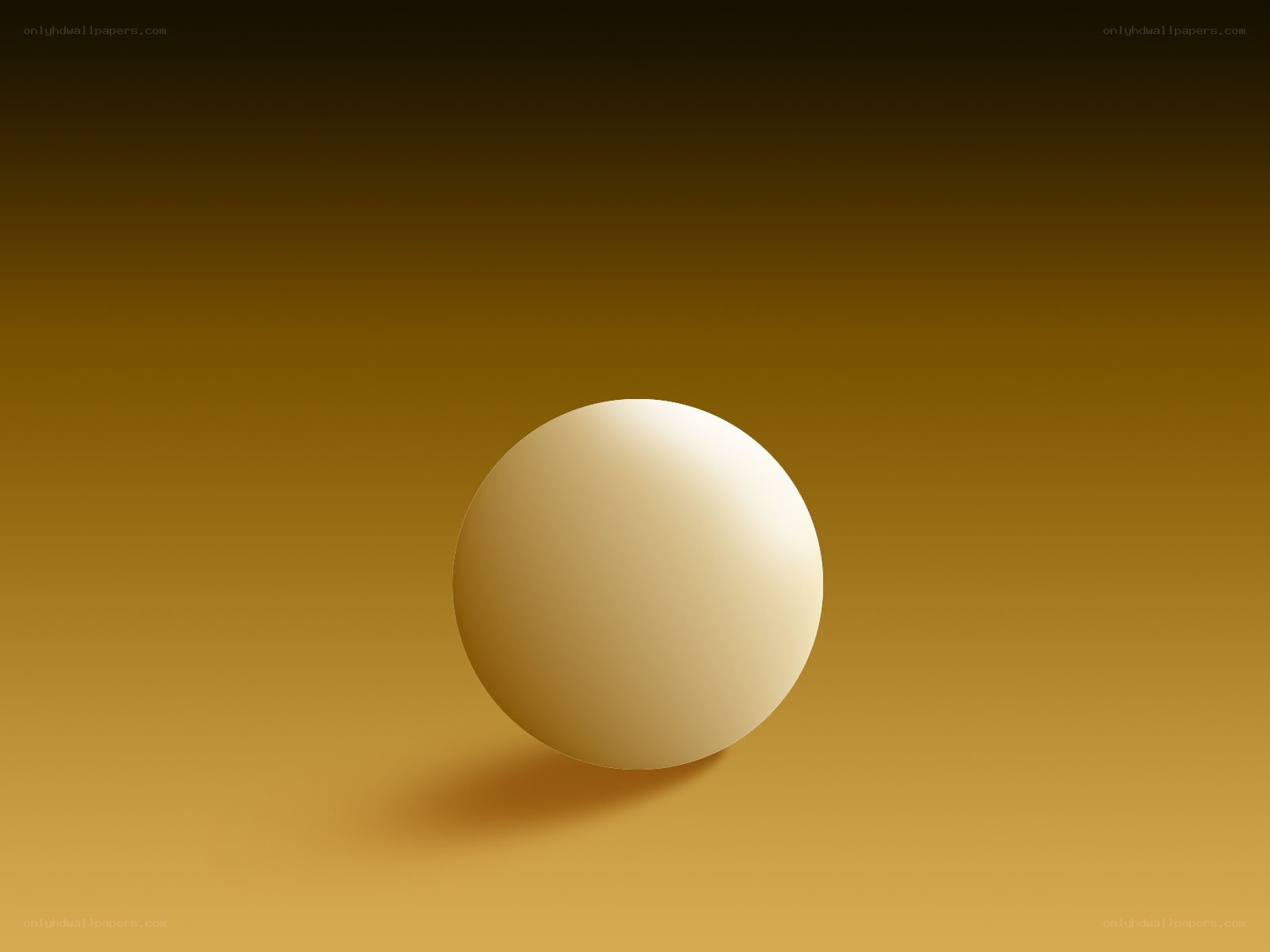 white sphere on golden background