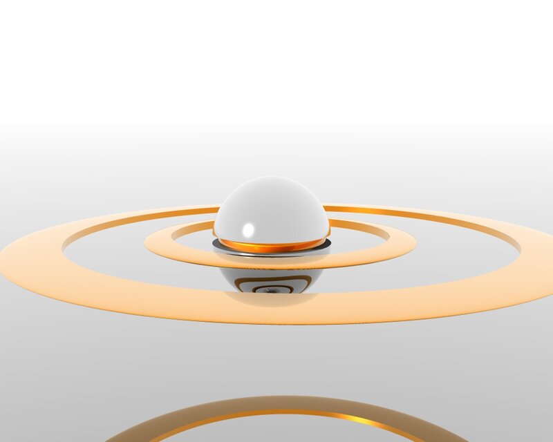 white sphere with golden rings