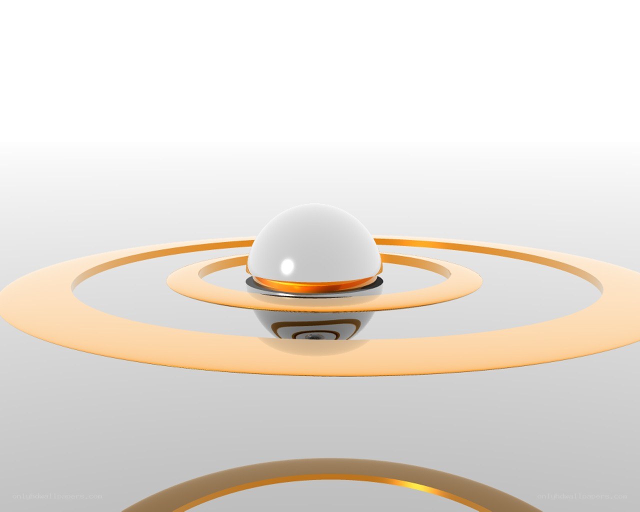 white sphere with golden rings