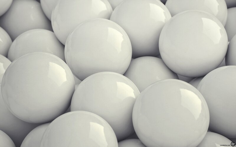 white spheres close-up