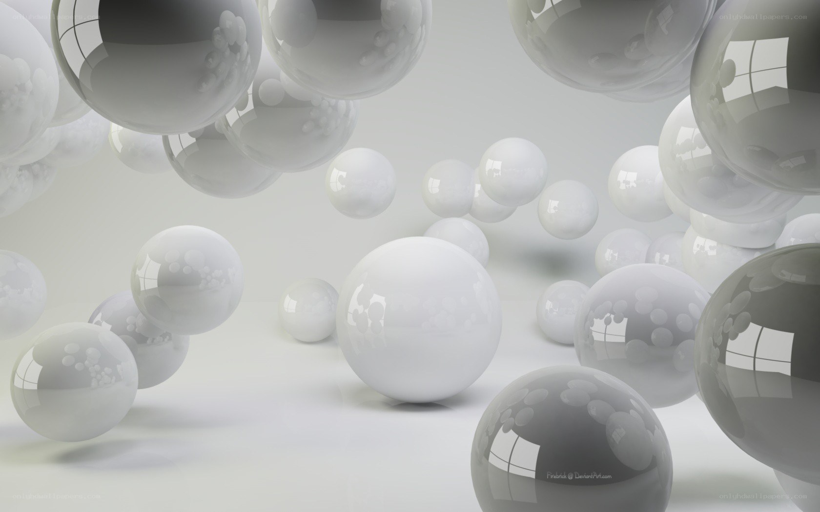 white spheres floating in space