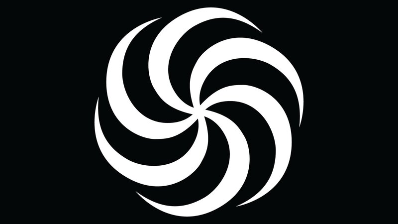white spiral on black background