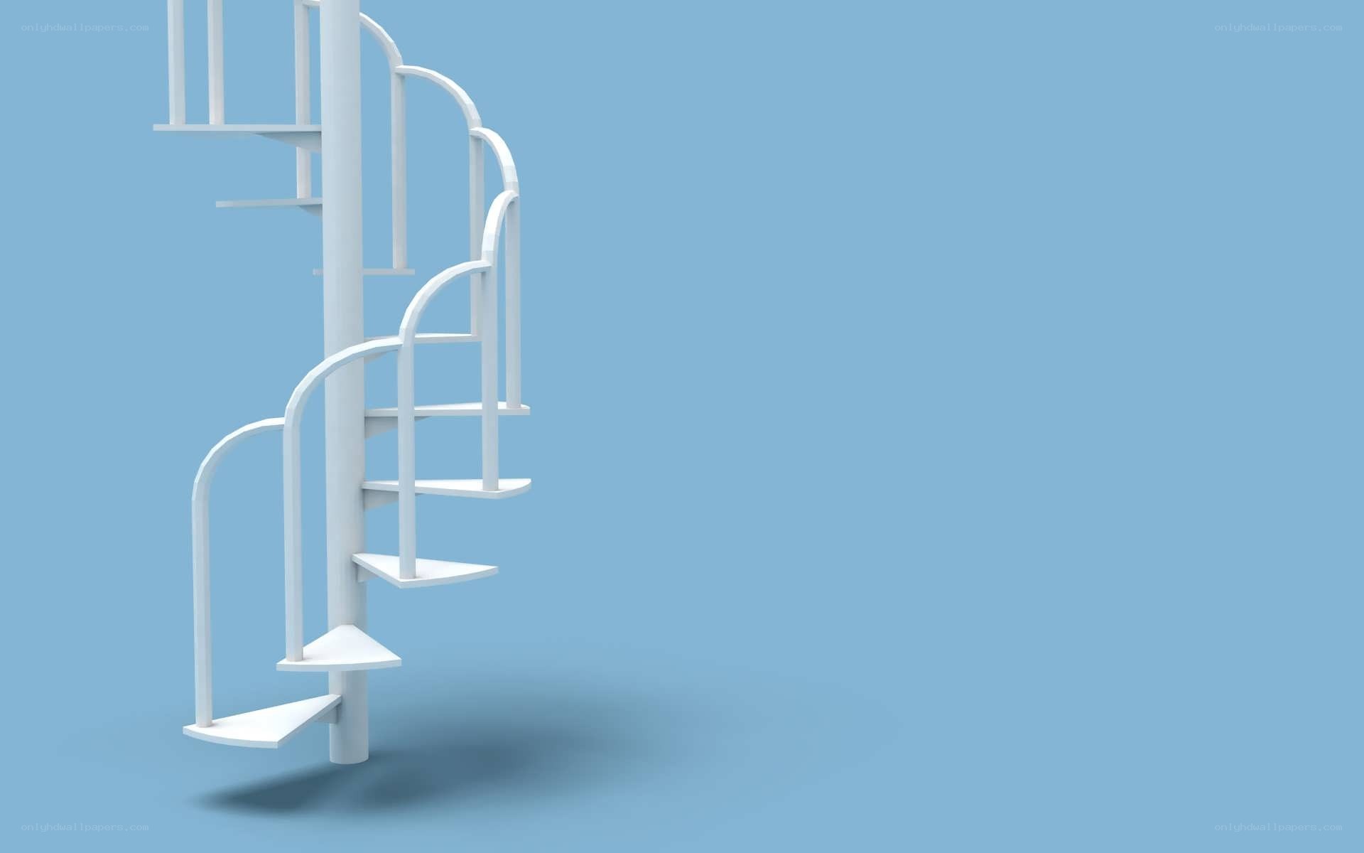 white spiral staircase