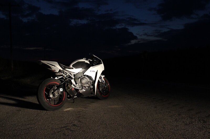 White Sport Motorcycle — Black, Dramatic