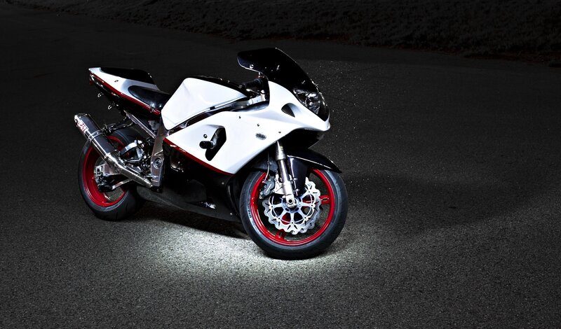 White Sport Motorcycle — Black