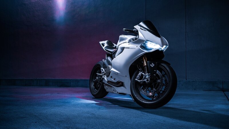 White Sport Motorcycle — Blue