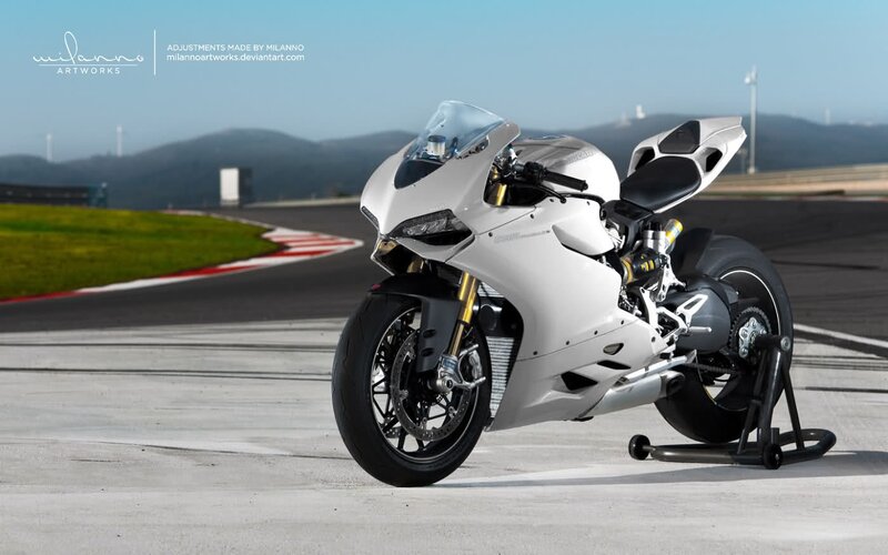 White Sport Motorcycle — Calm, Afternoon, Digital Art