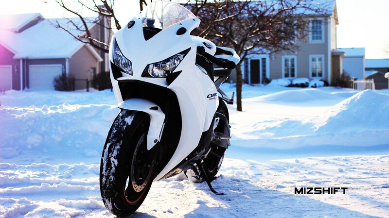 White Sport Motorcycle — Cold