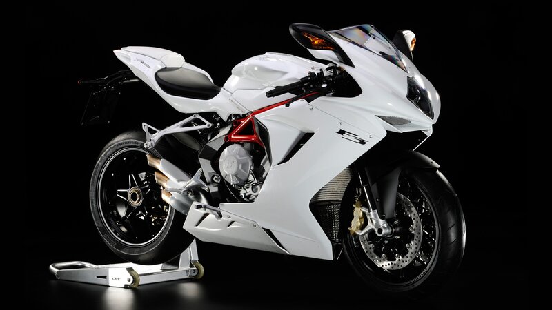 White Sport Motorcycle — Dramatic, Photograph, Motorcycle Stand